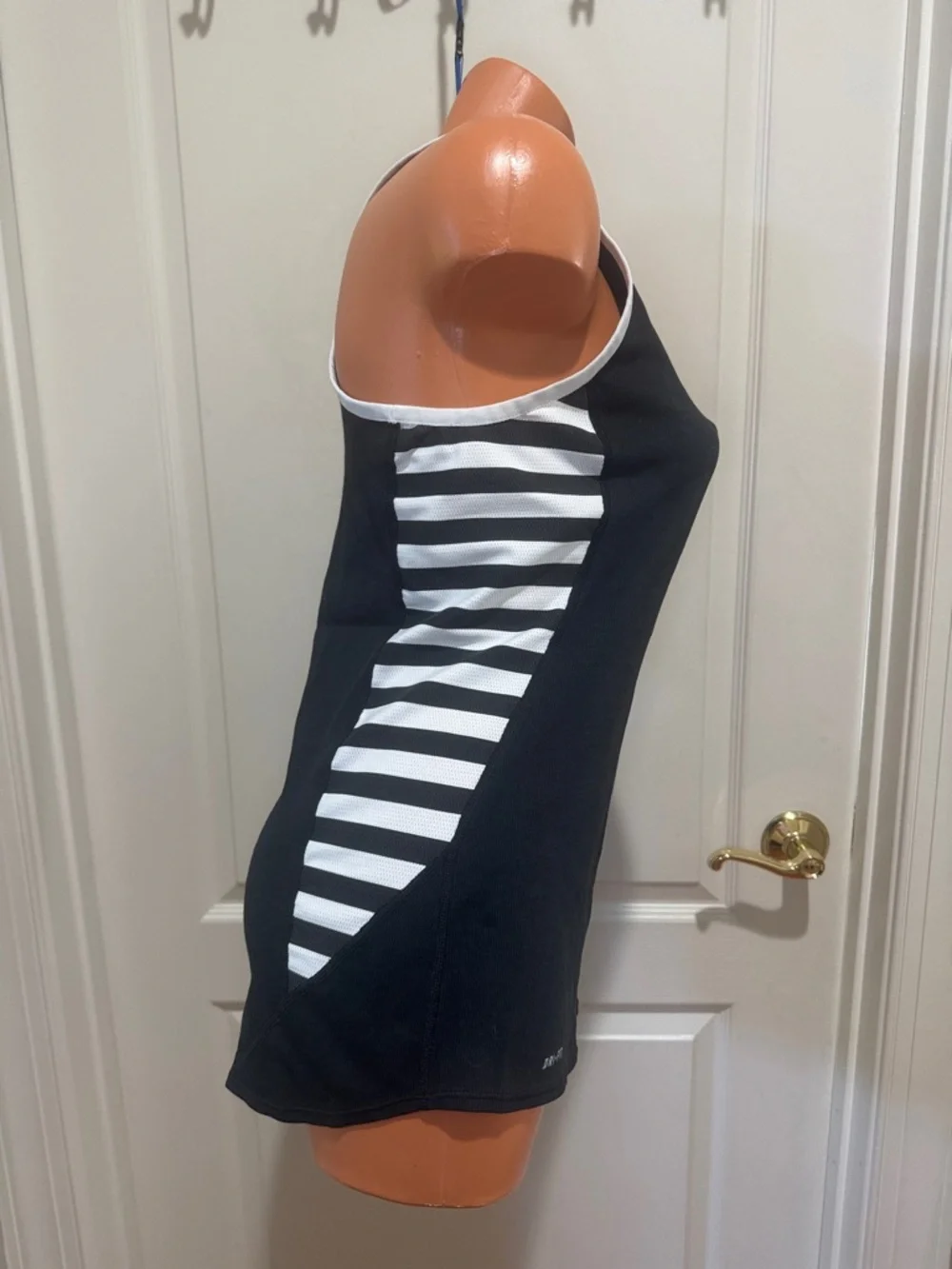 NIKE DRI-FIT Nautical Navy White V Neck Tank Stripe Insets S Small $40 EUC KL